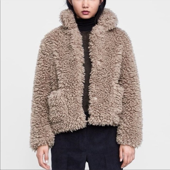 Zara Taupe Teddy Jacket - Picture 1 of 6